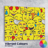 Colourful Emoji Faces Pop Art Collage Illustration Canvas Wall Art Print Decor Picture Ready to Hang