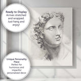 Classical Greek Marble Bust Pencil Sketch Portrait Canvas Wall Art Print Decor Picture Ready to Hang