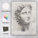 Classical Greek Marble Bust Pencil Sketch Portrait Canvas Wall Art Print Decor Picture Ready to Hang