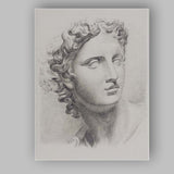 Classical Greek Marble Bust Pencil Sketch Portrait Canvas Wall Art Print Decor Picture Ready to Hang