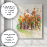 Autumn Woodland Watercolour Forest Landscape Painting Canvas Wall Art Print Decor Picture Ready to Hang