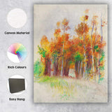 Autumn Woodland Watercolour Forest Landscape Painting Canvas Wall Art Print Decor Picture Ready to Hang