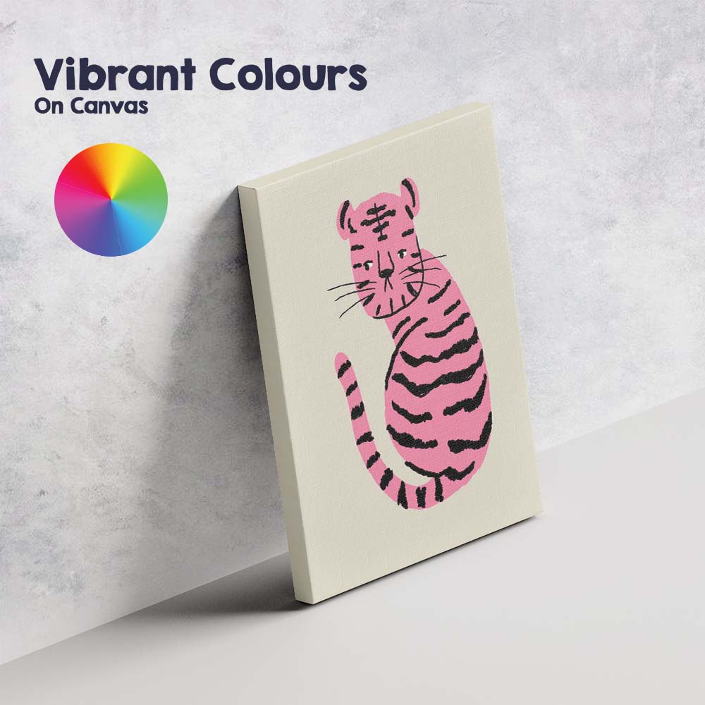 Minimalist Pink Tiger Modern Animal Illustration Canvas Wall Art Print Decor Picture Ready to Hang