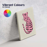 Minimalist Pink Tiger Modern Animal Illustration Canvas Wall Art Print Decor Picture Ready to Hang