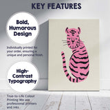 Minimalist Pink Tiger Modern Animal Illustration Canvas Wall Art Print Decor Picture Ready to Hang