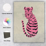 Minimalist Pink Tiger Modern Animal Illustration Canvas Wall Art Print Decor Picture Ready to Hang