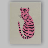 Minimalist Pink Tiger Modern Animal Illustration Canvas Wall Art Print Decor Picture Ready to Hang