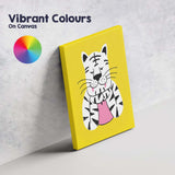Cute White Tiger Portrait Whimsical Animal Illustration Canvas Wall Art Print Decor Picture Ready to Hang