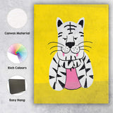 Cute White Tiger Portrait Whimsical Animal Illustration Canvas Wall Art Print Decor Picture Ready to Hang