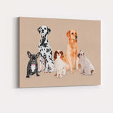 Modern Dog Breeds Group Pet Portrait Illustration Canvas Wall Art Print Decor Picture Ready to Hang