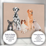 Modern Dog Breeds Group Pet Portrait Illustration Canvas Wall Art Print Decor Picture Ready to Hang