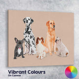 Modern Dog Breeds Group Pet Portrait Illustration Canvas Wall Art Print Decor Picture Ready to Hang