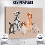 Modern Dog Breeds Group Pet Portrait Illustration Canvas Wall Art Print Decor Picture Ready to Hang