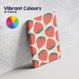 Coral Pink Strawberry Repeat Pattern Scandinavian Fruit Illustration Canvas Wall Art Print Decor Picture Ready to Hang