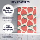 Coral Pink Strawberry Repeat Pattern Scandinavian Fruit Illustration Canvas Wall Art Print Decor Picture Ready to Hang