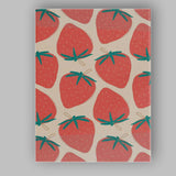 Coral Pink Strawberry Repeat Pattern Scandinavian Fruit Illustration Canvas Wall Art Print Decor Picture Ready to Hang