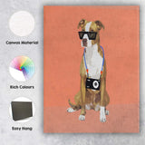 Cool Dog Wearing Sunglasses Camera Portrait Pop Art Canvas Wall Art Print Decor Picture Ready to Hang