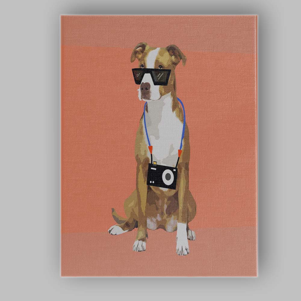 Cool Dog Wearing Sunglasses Camera Portrait Pop Art Canvas Wall Art Print Decor Picture Ready to Hang