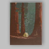 Minimalist Forest Camping Tent Woodland Landscape Illustration Canvas Wall Art Print Decor Picture Ready to Hang