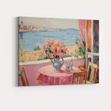 Romantic Coastal Window Sea View Floral Table Impressionist Canvas Wall Art Print Decor Picture Ready to Hang