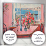 Romantic Pink Dining Room Coastal Window Floral Interior Canvas Wall Art Print Decor Picture Ready to Hang