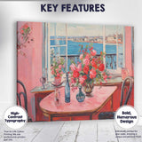 Romantic Pink Dining Room Coastal Window Floral Interior Canvas Wall Art Print Decor Picture Ready to Hang