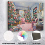 Elegant Christmas Living Room Festive Tree Interior Impressionist Canvas Wall Art Print Decor Picture Ready to Hang