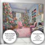 Elegant Christmas Living Room Festive Tree Interior Impressionist Canvas Wall Art Print Decor Picture Ready to Hang