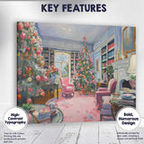 Elegant Christmas Living Room Festive Tree Interior Impressionist Canvas Wall Art Print Decor Picture Ready to Hang