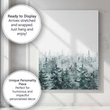 Misty Watercolour Evergreen Pine Forest Landscape Canvas Wall Art Print Decor Picture Ready to Hang