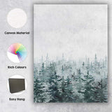 Misty Watercolour Evergreen Pine Forest Landscape Canvas Wall Art Print Decor Picture Ready to Hang