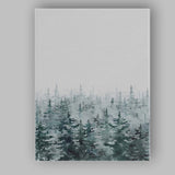 Misty Watercolour Evergreen Pine Forest Landscape Canvas Wall Art Print Decor Picture Ready to Hang
