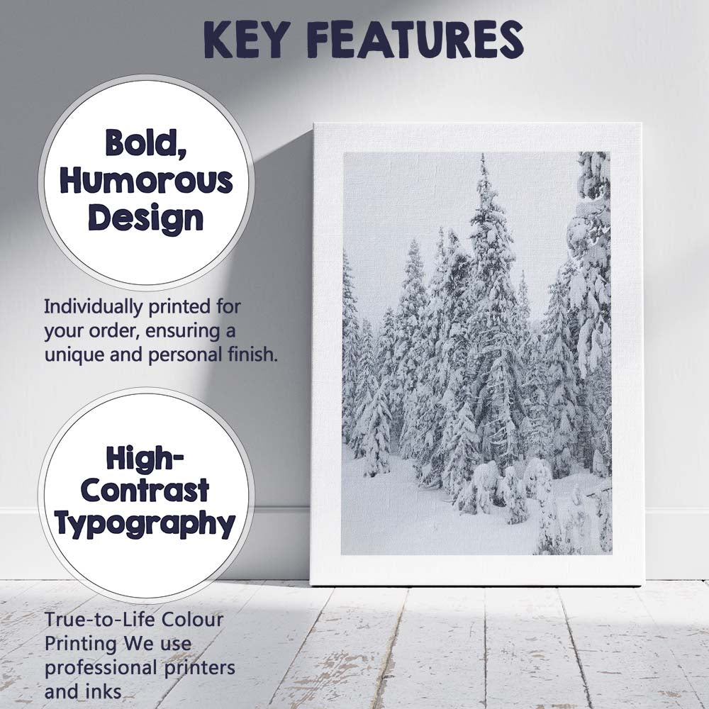 Snow Covered Evergreen Winter Forest Photography Canvas Wall Art Print Decor Picture Ready to Hang