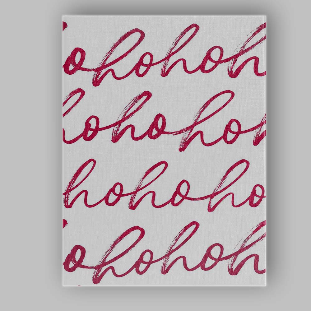 Festive Red Ho Ho Ho Brush Script Typography Canvas Wall Art Print Decor Picture Ready to Hang