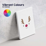 Cute Minimalist Reindeer Face Christmas Illustration Canvas Wall Art Print Decor Picture Ready to Hang