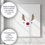Cute Minimalist Reindeer Face Christmas Illustration Canvas Wall Art Print Decor Picture Ready to Hang