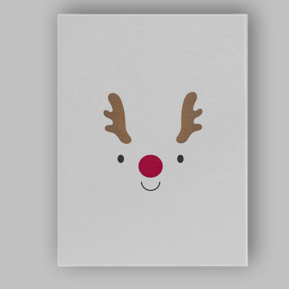 Cute Minimalist Reindeer Face Christmas Illustration Canvas Wall Art Print Decor Picture Ready to Hang