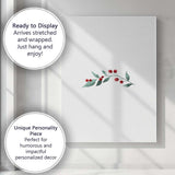 Minimalist Watercolour Holly Berry Branch Botanical Canvas Wall Art Print Decor Picture Ready to Hang