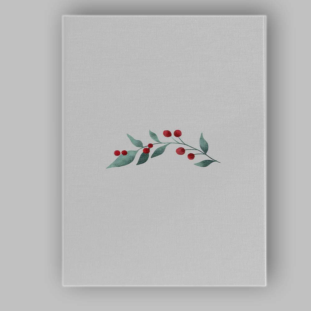 Minimalist Watercolour Holly Berry Branch Botanical Canvas Wall Art Print Decor Picture Ready to Hang
