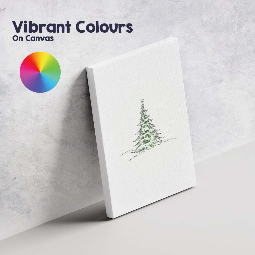 Minimalist Hand Drawn Christmas Tree Watercolour Sketch Canvas Wall Art Print Decor Picture Ready to Hang