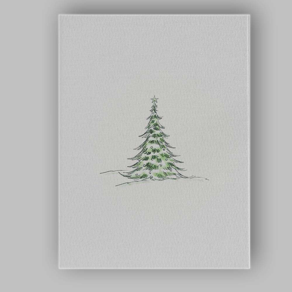 Minimalist Hand Drawn Christmas Tree Watercolour Sketch Canvas Wall Art Print Decor Picture Ready to Hang