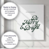 Elegant Be Merry And Bright Christmas Typography Canvas Wall Art Print Decor Picture Ready to Hang