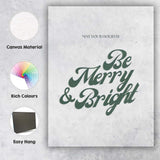Elegant Be Merry And Bright Christmas Typography Canvas Wall Art Print Decor Picture Ready to Hang