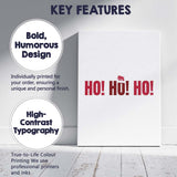 Festive Ho Ho Ho Santa Hat Christmas Typography Canvas Wall Art Print Decor Picture Ready to Hang