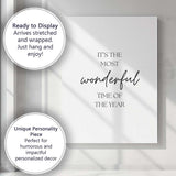 Minimalist Most Wonderful Time Of The Year Christmas Quote Canvas Wall Art Print Decor Picture Ready to Hang