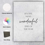 Minimalist Most Wonderful Time Of The Year Christmas Quote Canvas Wall Art Print Decor Picture Ready to Hang