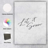 Minimalist Let It Snow Hand Lettered Christmas Quote Canvas Wall Art Print Decor Picture Ready to Hang