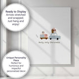 Scandinavian Holly Jolly Christmas Gift Truck Illustration Canvas Wall Art Print Decor Picture Ready to Hang