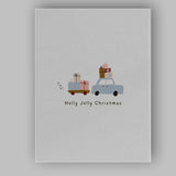 Scandinavian Holly Jolly Christmas Gift Truck Illustration Canvas Wall Art Print Decor Picture Ready to Hang