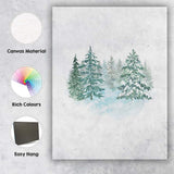 Snowy Evergreen Pine Forest Watercolour Winter Landscape Canvas Wall Art Print Decor Picture Ready to Hang